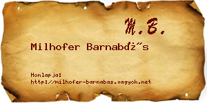 Milhofer Barnabás névjegykártya